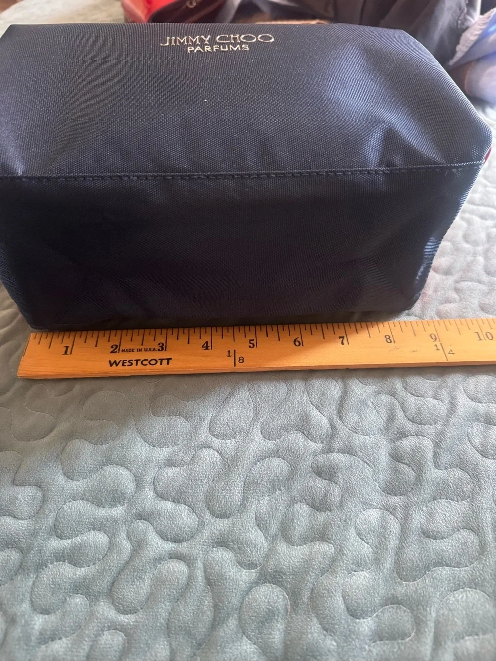 Jimmy Choo Navy Cosmetic Pouch with Pink Trim